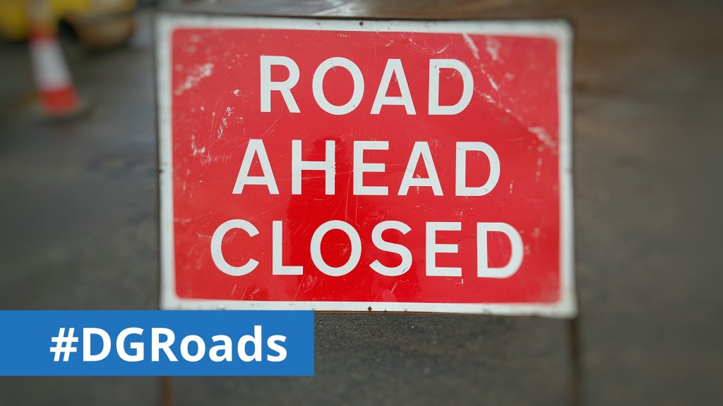 PSOSDandG's tweet photo. REMINDER: #A75 is CLOSED this weekend between Garroch Rdbt #Dumfries & #Springholm. Road opens again at 6am on Monday #DGRoads https://t.co/TYRvd0qBlN