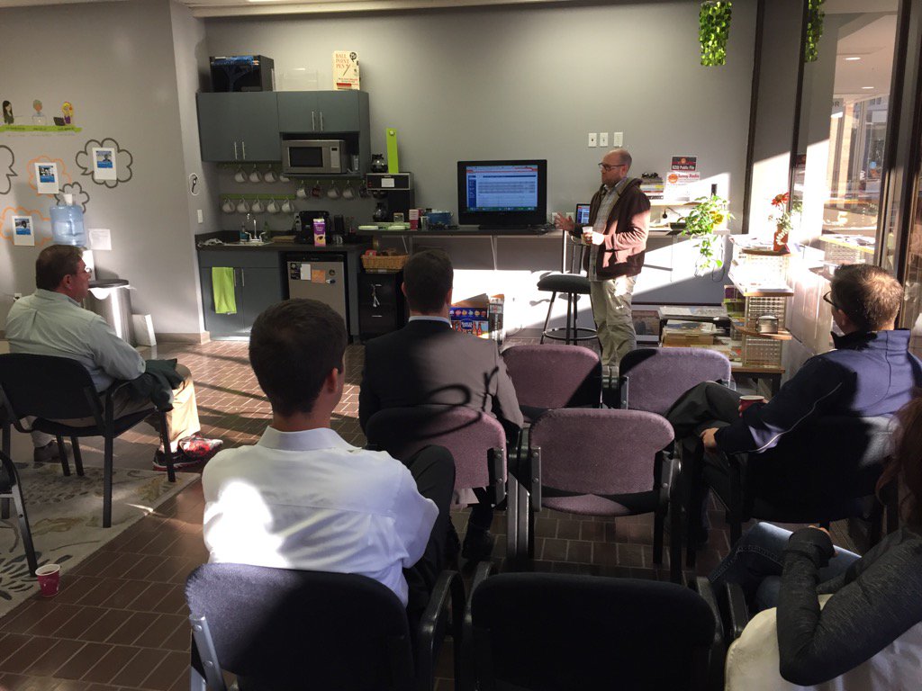 Dan Elliott from @IsadoreAG talks about his company at <a href="/1stFridayCoffee/">1stFridayCoffee</a> #startups #agtech #agriculture