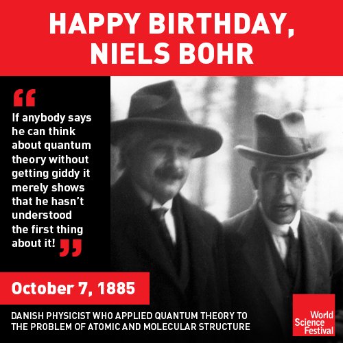 bgreene's tweet image. Niels Bohr, founding father of quantum mechanics and its revolutionary picture of reality--still in the making--born this day in 1885.