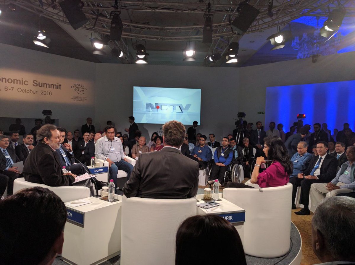 ColomboShapers's tweet photo. #IES16 closing session, live on @ndtv. With #GitaGopinath @JohanAurik @amitabhk87 @vijayshekhar &amp; moderated by @PrannoyRoyNDTV https://t.co/nsOR9ubAt4