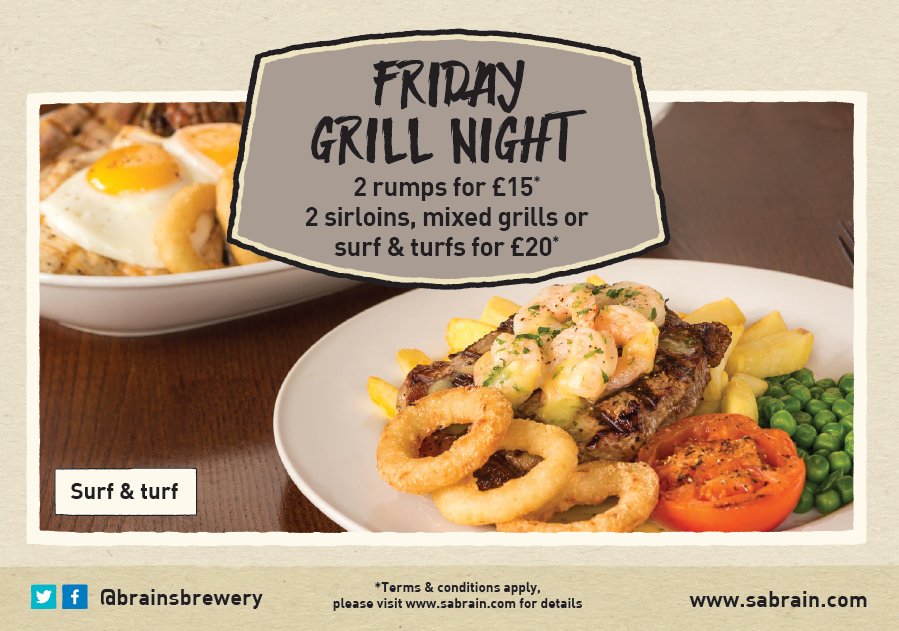 SaltCardiffBay's tweet photo. Tonight IS #GrillNight! 2x Rumps for £15, or 2Surf and Turfs, 2Mixed Grills, or 2Sirloin Steaks for £20 #Deal https://t.co/sB6LTYyLeB