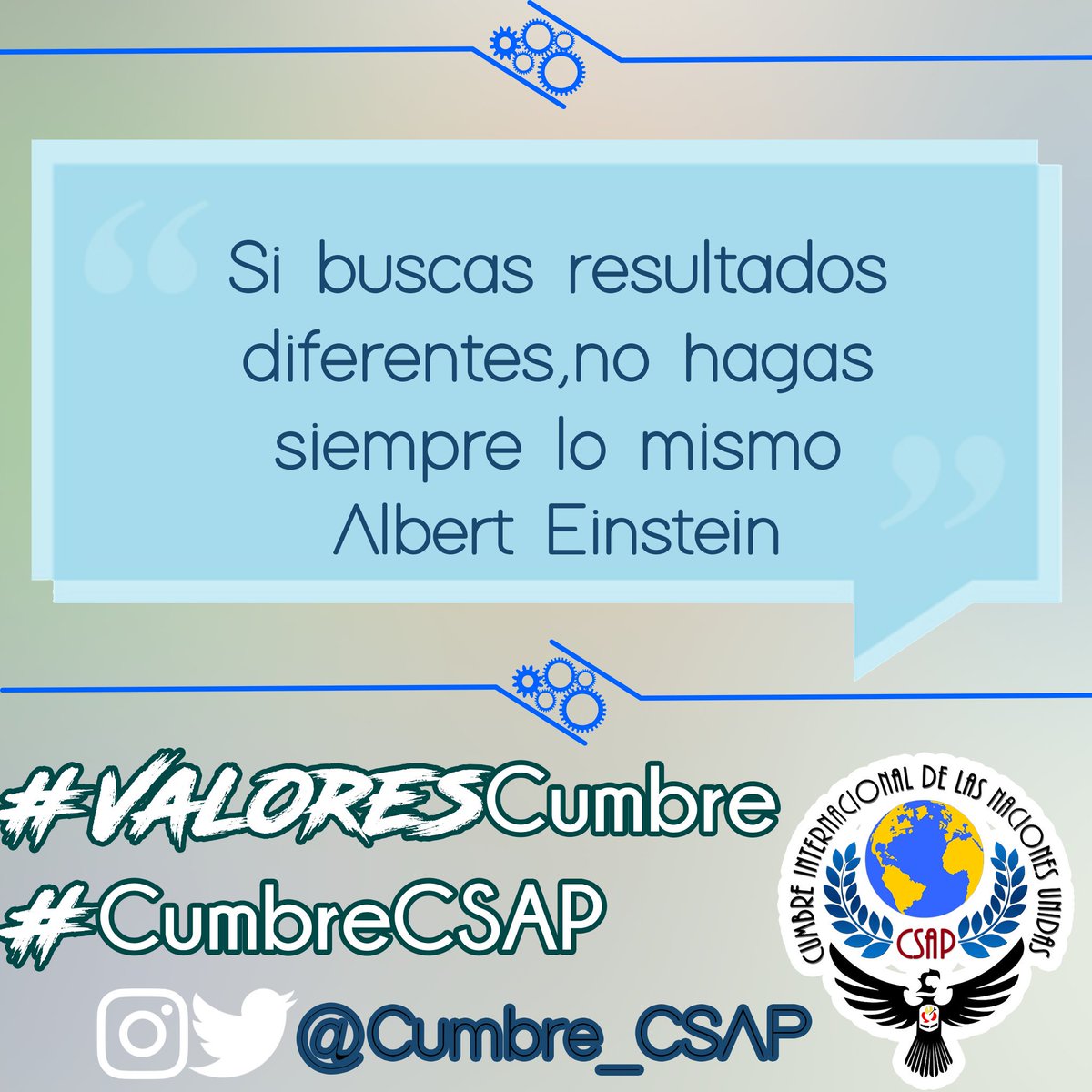 cumbre_csap's tweet photo. ¡Buenos días! Esfuérzate por ser y dar cada día lo mejor de ti #ValoresCumbre #CumbreCSAP #CumbreNEWS @CSAP ¡Síguenos en IG: @Cumbre_CSAP! https://t.co/EhCInIPNYN