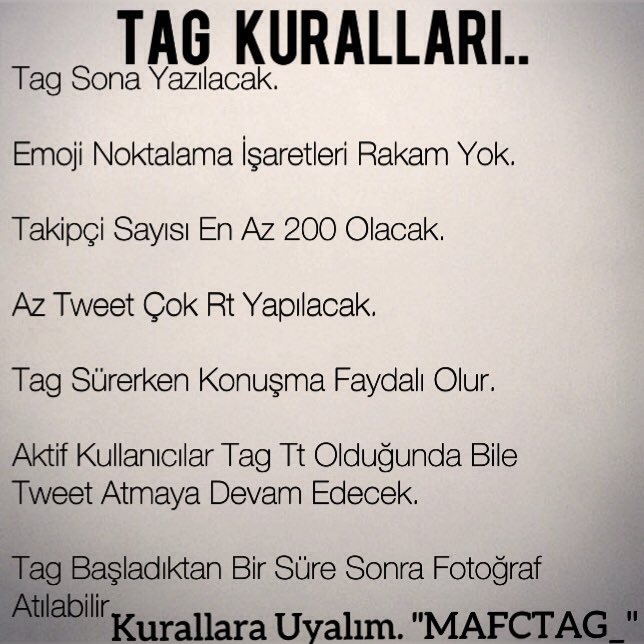 Yarın saat 00.00'da..
Tag Kurallarına Uyalım Lütfen!!
İlk Tweet <a href="/MAFCTAG_/">MA TT'LERİ</a> 'dan..