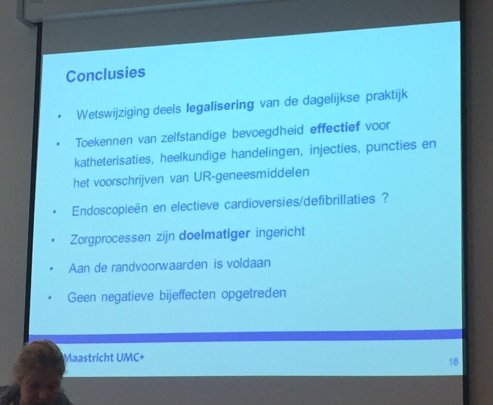 Belangrijkste conclusies evaluatie experimenteerartikel 36a wet BIG (foto). Aanbeveling definitieve bevoegdheid regelen. #vscongres2016