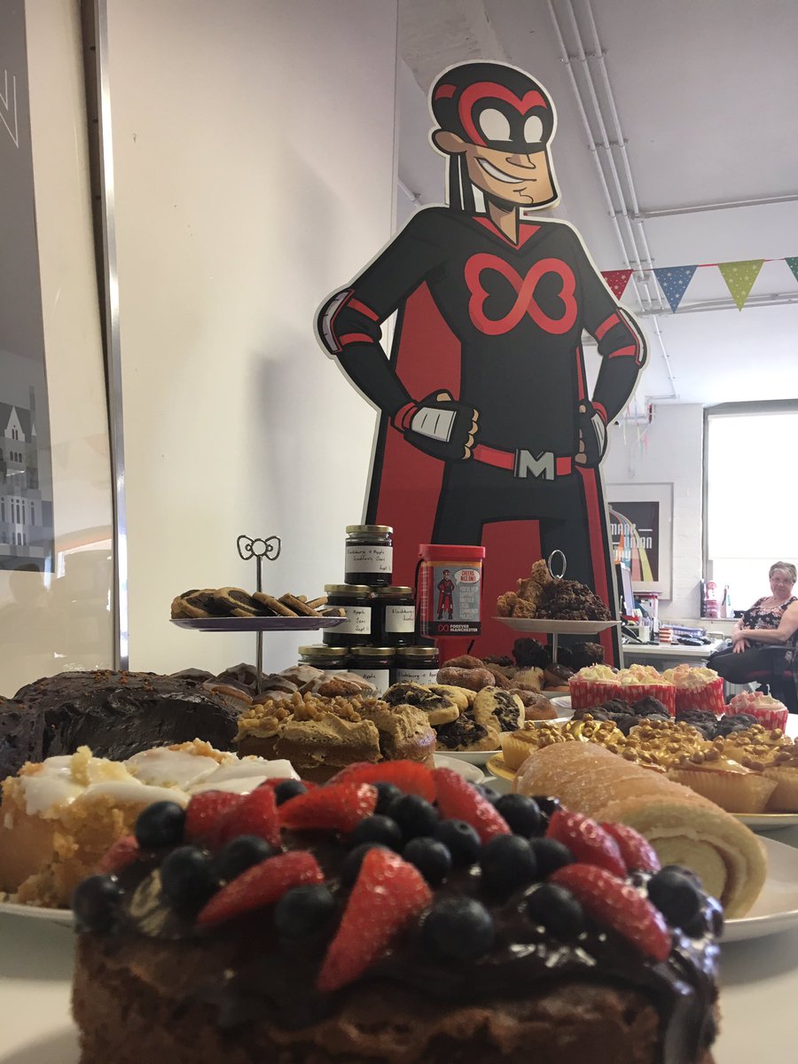 4EVERManchester's tweet photo. Time for our @Caketober in the office! Pop in before 3 for some delicious cake 🍰 otherwise we will see you @AllStarLanesMCR #FMFirstFriday https://t.co/dtrLhJ4kVo