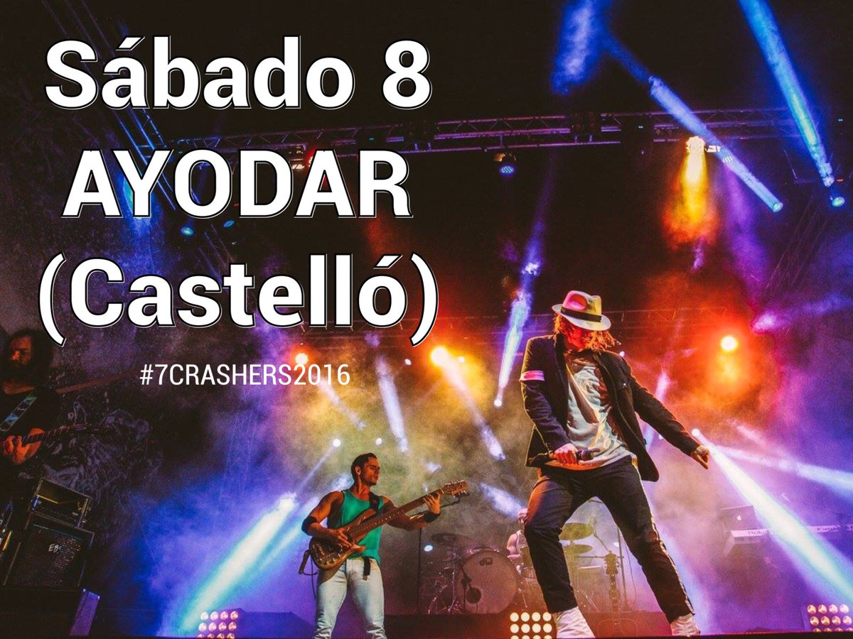 7CRASHERS's tweet photo. Última actuación en la provincia de CASTELLÓ!!!

Sábado 8 de octubre
AYODAR

#7CRASHERS2016
#7thTOUR https://t.co/4u8YHGhsdD
