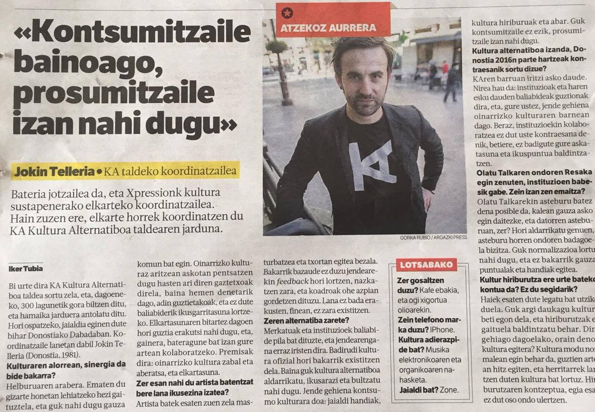 KAlternatiboa's tweet photo. Prentsa gehiago! | Más Prensa!
#KA2UrteArtFest
#KA #KulturaAlternatiboa
#OinarrizkoKultura #Transformazioa
https://t.co/HC71wzNzoL https://t.co/16dwwWEo63