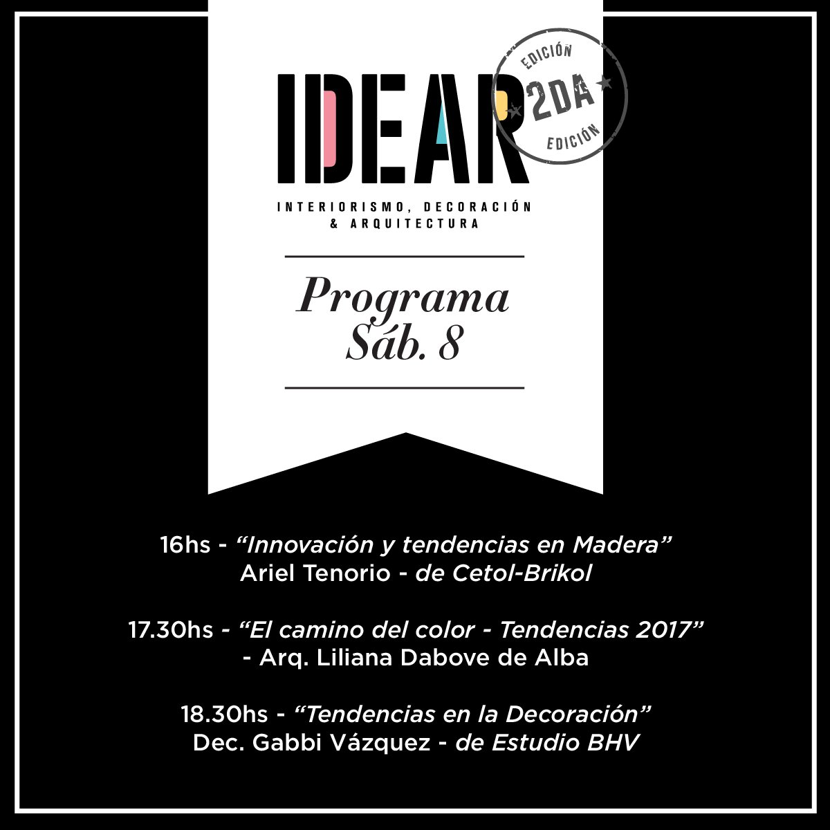 idearlaplata's tweet photo. Todas las charlas sobre Interiorismo, Decoración y Arquitectura de la 2da Edición de IDEAR. https://t.co/tQwKxAUzKv
