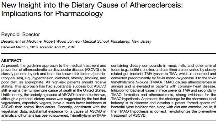 Vegans have much lower incidence of atherosclerotic cardiovascular disease than animal flesh eaters. #vegan #govegan jpet.aspetjournals.org/content/358/1/…