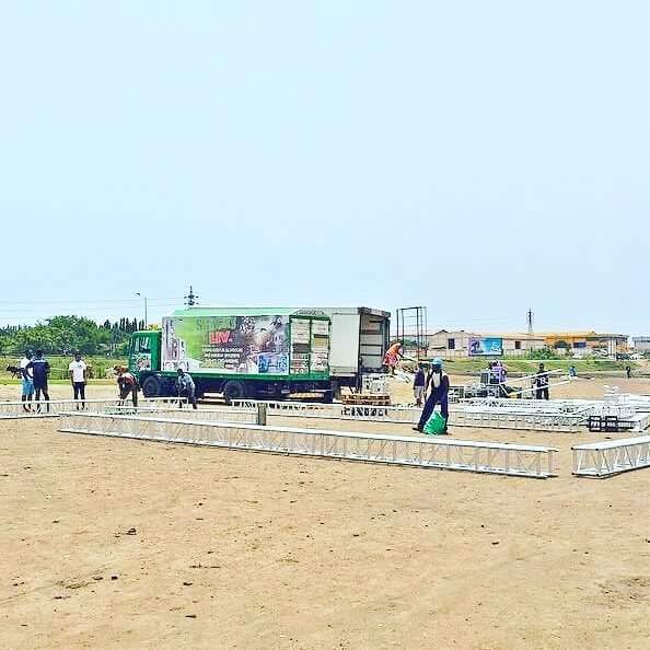 mills_akyeampon's tweet image. Stage setting in progress for the biggest event to be held in Ashaiman.
#BhimnationForPeaceConcert 
@stonebwoyb
