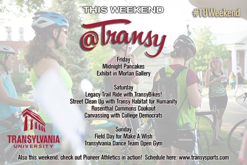 beapioneer's tweet photo. Campus life is a huge part of the college experience-especially at @Transy!  #TUWeekend highlights all the on-campus happenings. #beapioneer https://t.co/QhjpG0r6Jr