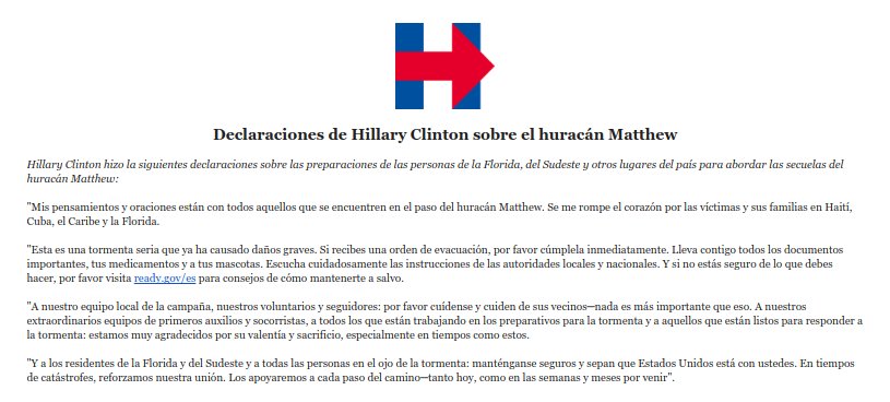 Hillary_esp's tweet image. Para todos aquellos que se encuentran en el paso del huracán Matthew: Manténganse seguros y sepan que el país está con ustedes.
