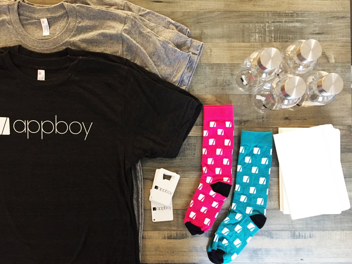 Braze's tweet photo. Free Appboy merch on deck. π #AppboyLife #PeopleFirst https://t.co/cwBR7XeQp5