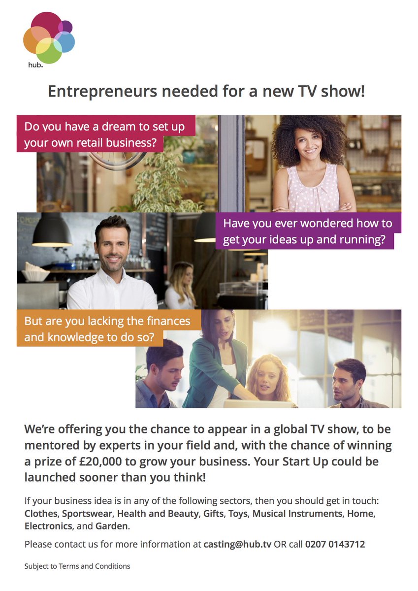 Hub_TV_Casting's tweet photo. @MissAtherstone We are looking for entrepreneurs in the following, Health and Beauty, Gifts,Toys, Home, and Electronics @Hub_TV_Casting https://t.co/YIzhqGgiyd