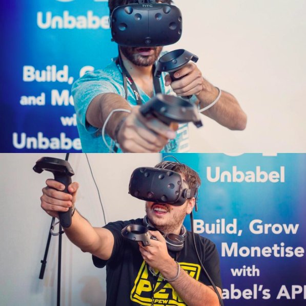 Unbabel's tweet photo. @pixelscamp ready to enter another dimension? Come by our booth, VR is back! #pixelscamp #unbabel #hellowords #vr #thisisawesome https://t.co/v48ggxVqzJ