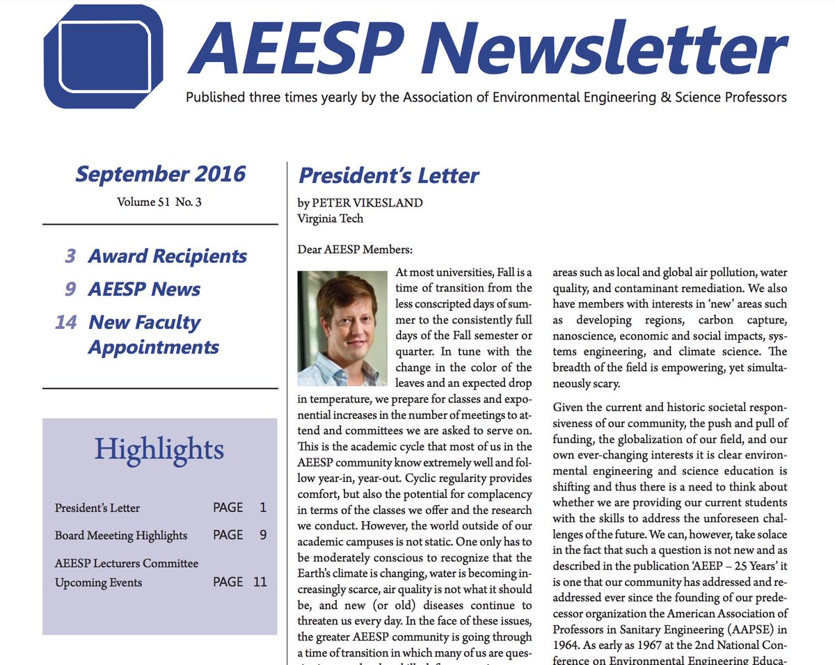 matrotz's tweet photo. @AEESProfs September 2016 Newsletter is out with a message from our new President @petervikesland. https://t.co/KQER8MGL9C https://t.co/lQyGylx58f
