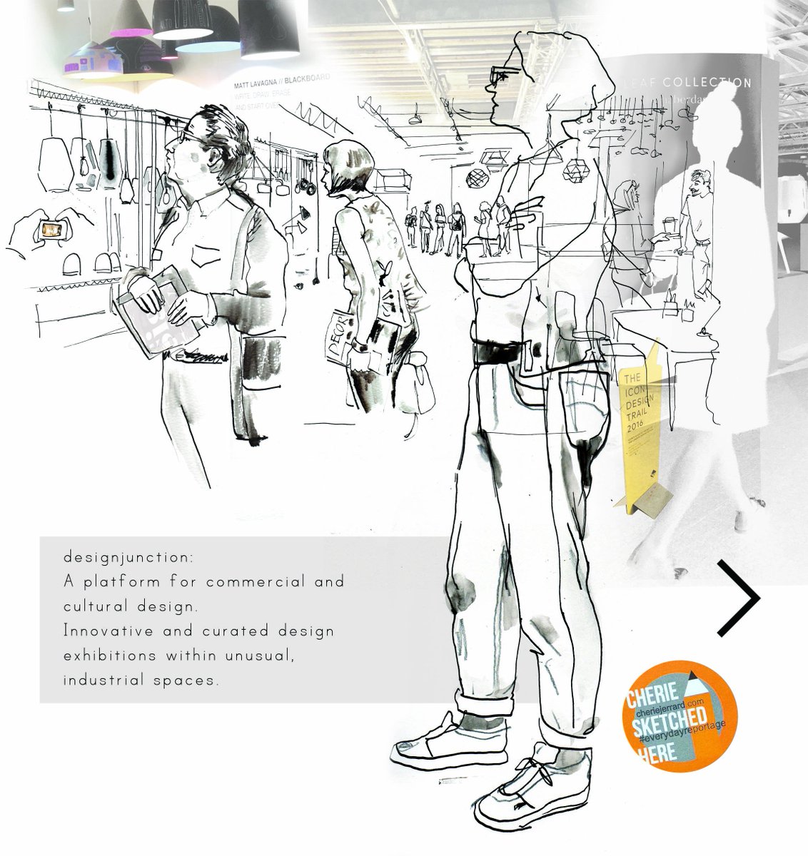 _designjunction's tweet photo. Illustrator @cheriejerrard visited #djKX and has produced a series of sketches from #lightjunction in Cubitt House https://t.co/TeyO9AtzAV https://t.co/krHNPQIGKN