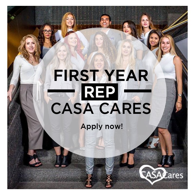 CASA Cares is recruiting for our First Year Rep! Make sure to fill out the application by Wednesday, Oct 12th at 11:59pm:
