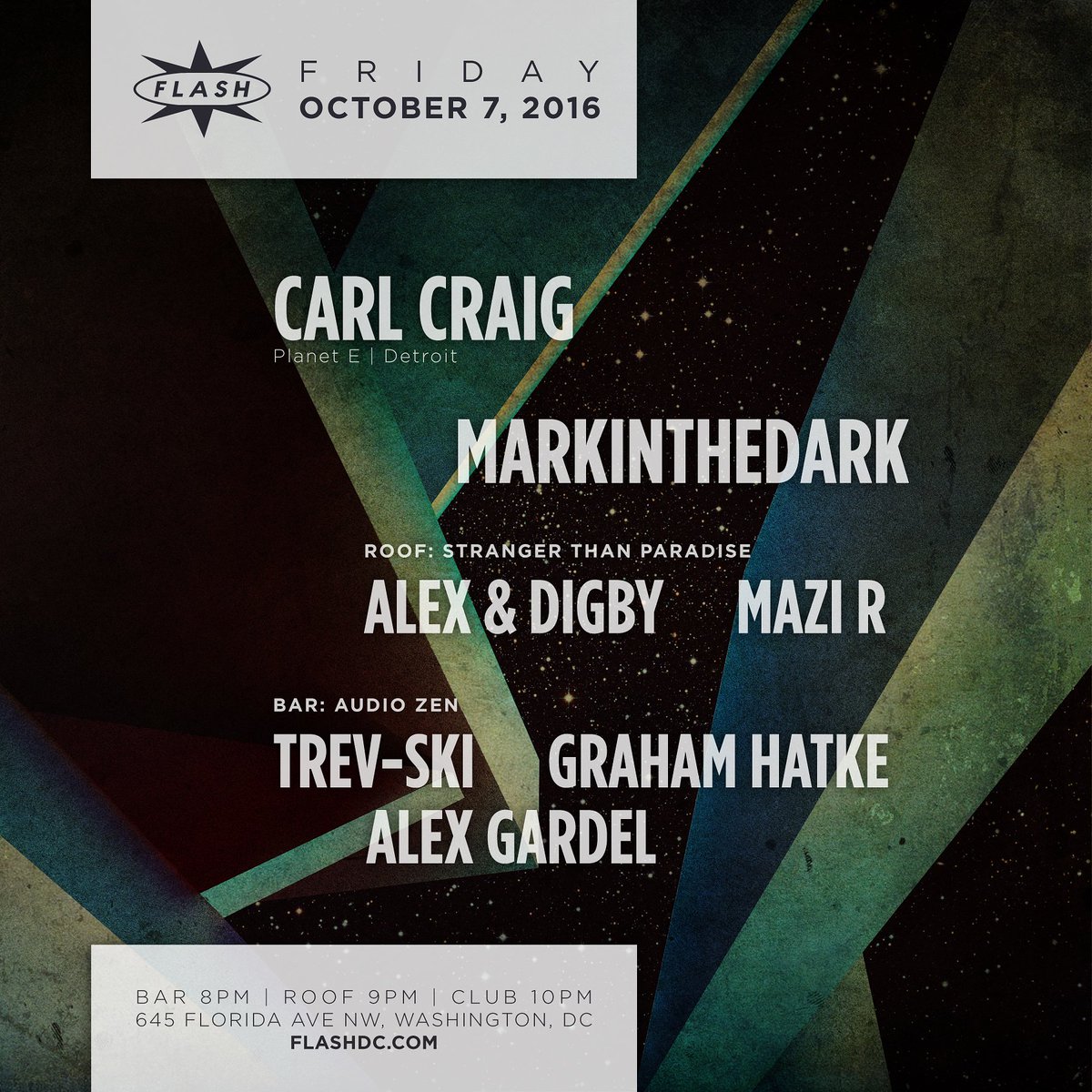 FlashClubDC's tweet photo. TN: @carlcraignet w/ markintheDark; @STPdance on the roof w/ Alex & Digby; Audio Zen in #FlashBar. $15 Adv - Tix: https://t.co/MX8U6UBPyu https://t.co/mGohs149Lv