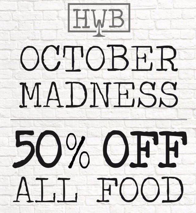 hale_wine's tweet photo. Remember that for the whole of October food is 50% off! #eatoutforless #halewinebar https://t.co/9GoSCugfxb