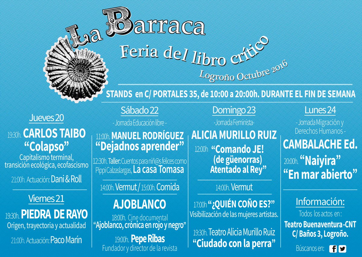 flcLaBarraca's tweet photo. ¡Ya tenemos cartel! Cinco días completos de charlas, conciertos y otras actividades. https://t.co/dxjPn36rFa