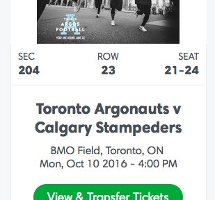 Omiee92's tweet photo. Toronto Argonauts v Calgary Stampeders
BMO Field, Toronto, ON 
Mon, Oct 10 2016 - 4:00 PM
4 tickets for sale $100 
regular value $160
dm me https://t.co/RbK0F9Kp27