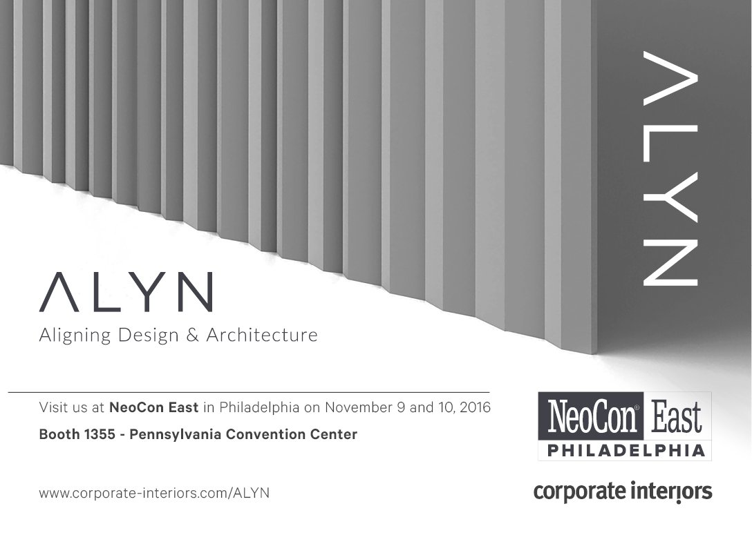 CorpInt's tweet photo. Visit booth 1355 at @NeoCon_Shows to see ALYN surfacing solutions! @CHBriggsCo #NeoConEast16 #Philly Read more: https://t.co/hpC4qvWJLX https://t.co/5EpTM1fATO