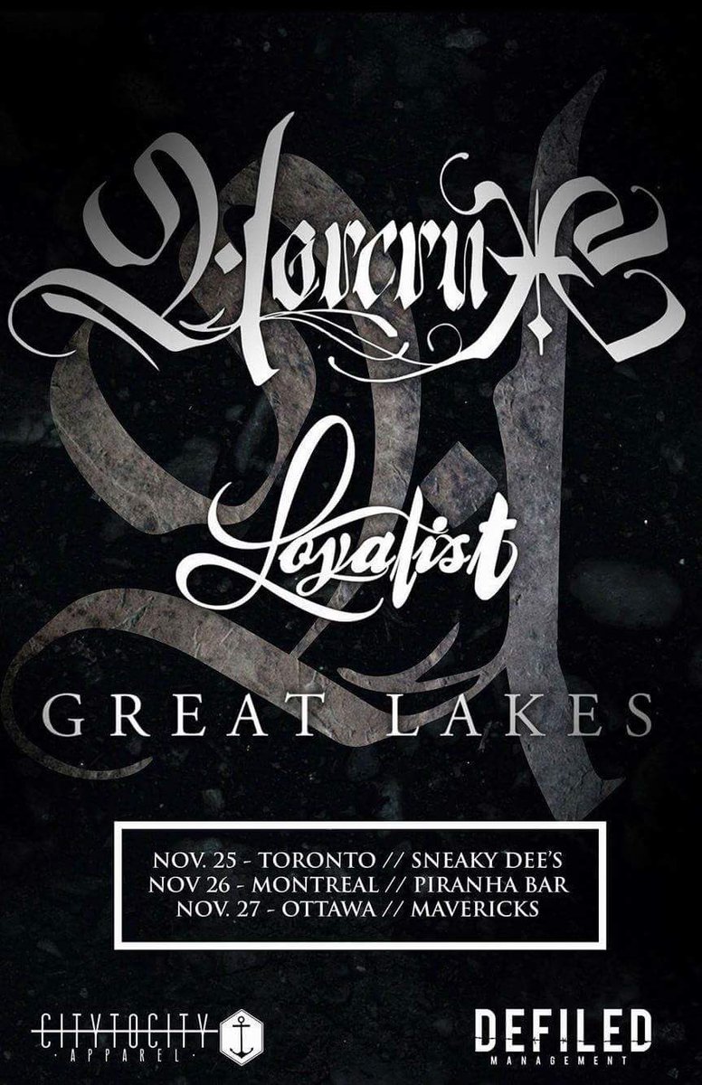 Catch us this November with our new friends in #horcrux and old buds in <a href="/greatlakesband/">Great Lakes</a> from Nov 25-27 Toronto, Montreal &amp; Ottawa #rage #hxc