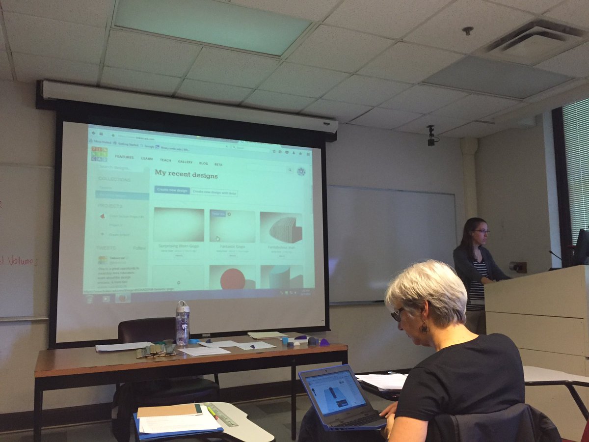 KCMathTechExpo's tweet photo. Using Tinkercad to model 3D cross sections made easy with Karla Decoster! #kcEXPO2016 #calculus https://t.co/hknY32ZVNF