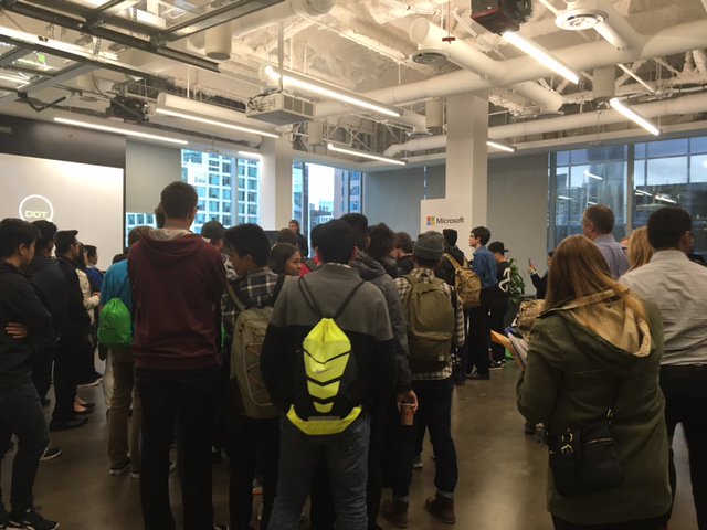 SIATSFU's tweet photo. So awesome to see SIAT alumni and prospective students at @MicrosoftVan #dot2016. Great community! The future of #BCtech looks bright. https://t.co/6UE21fktU5