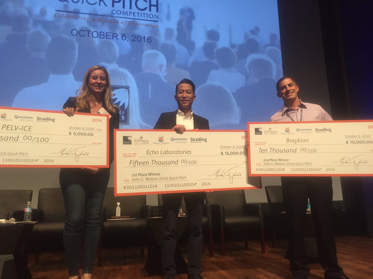 AK_LaunchLeader's tweet photo. Congrats to @echolabs_SD @braykion @MamaStrutMx for winning $30k in @Techcoastangels #quickpitch2016 @Qualcomm https://t.co/mX7DviYL1F