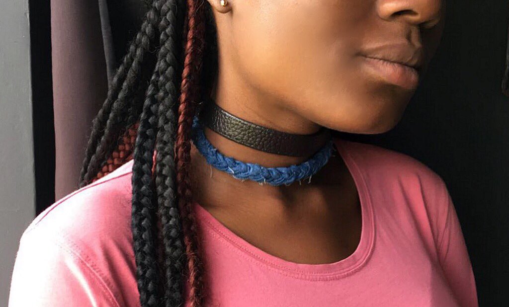 ||Handmade Choker||
Leather x Jean 
#fashion #handmadechoker #diyjewellery #isletculture #fabricchoker #jeanchoker #blogger #nigerianblogger