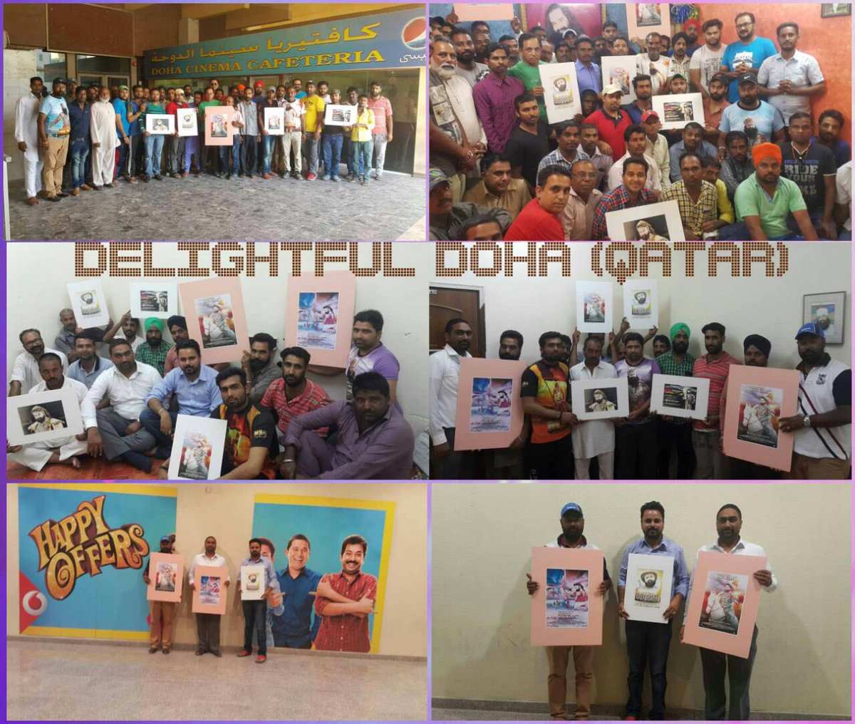 Gurmeetramrahim's tweet photo. Fans in Doha(Qatar) have joined the fleet of celebrations with #LionHeartDhoomInCinemas! Festivities around the Globe! Blessings! https://t.co/qaWfOjC4Xg