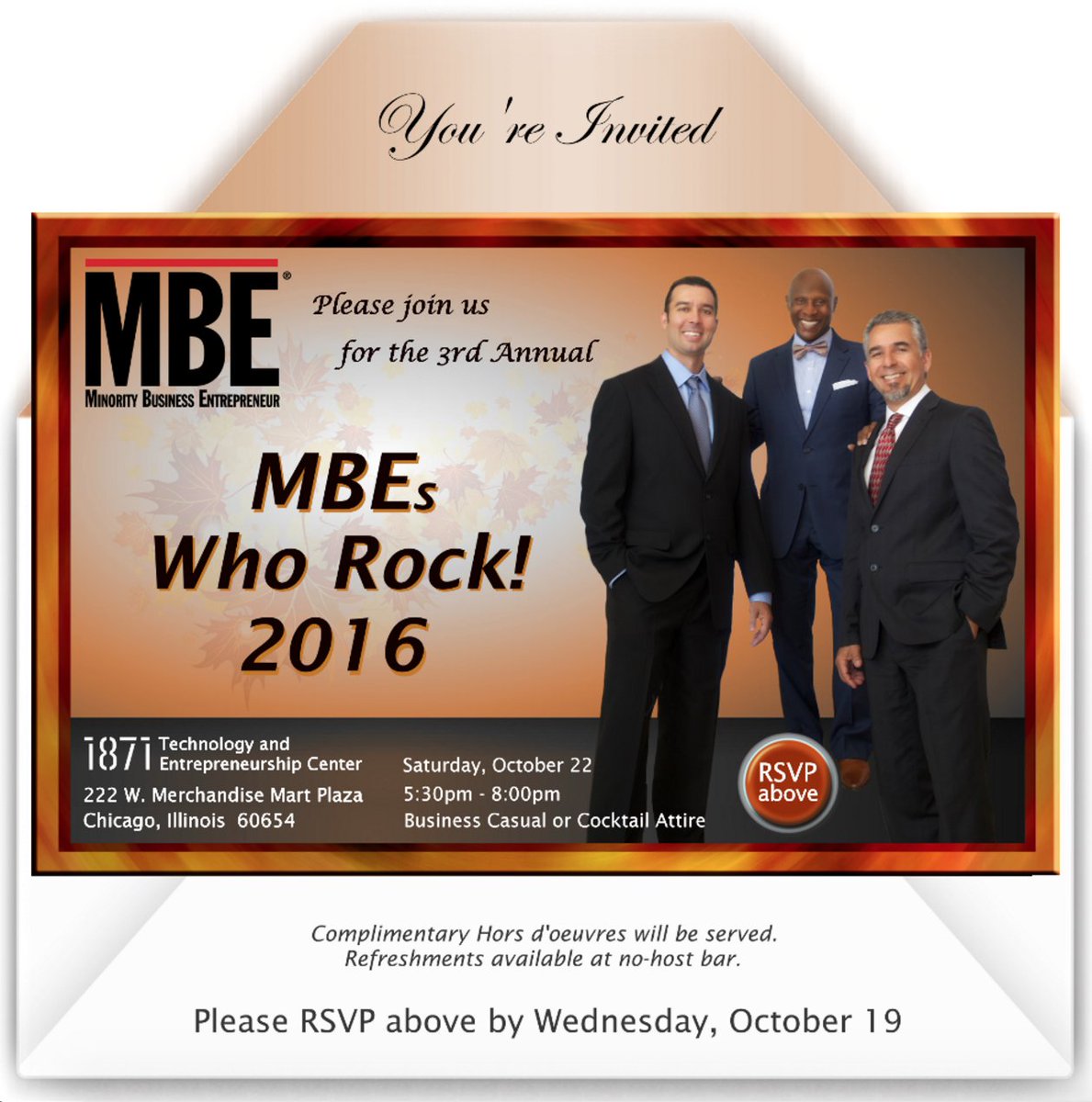 MBEmag's tweet photo. Join us Saturday, Oct. 22nd for #MBEMagazine's 2016 "#MBEsWhoRock!" Click here to RSVP by Oct. 19th: https://t.co/ql5jVVXUR3 #MBE #MBEmag https://t.co/cglHtVVcwl