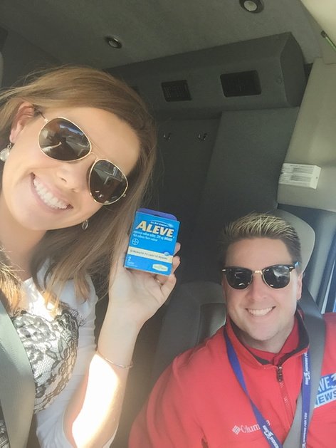 KaylaWave3News's tweet photo. "I hurt when you hurt, we're a team," says the best photog EVER while surprising me w/ meds. #wave3news #sunriseduo https://t.co/Z00j2yGrgk