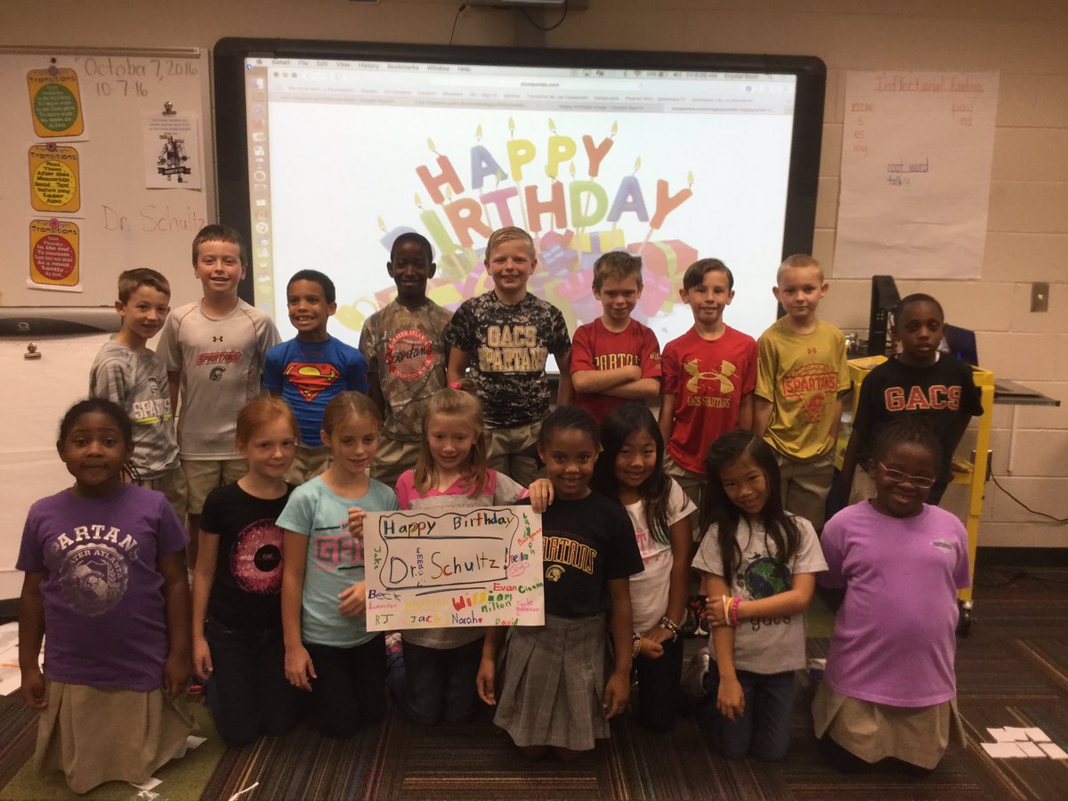 CrystalLRushGAC's tweet photo. Happy Birthday @GACBSchultz from second grade! #gacelem https://t.co/hhkaD6vbRY