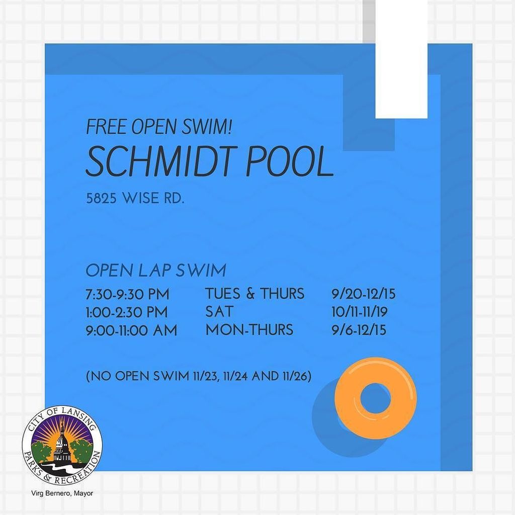 LansingParksRec's tweet image. Don't put away your swimsuits just yet! Free open swim at Schmidt this fall and winter 🏊🏿 #playlansing #fitforfall