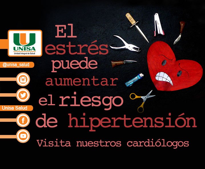 UNISA_Salud's tweet photo. Del #Estres poco, cuida tu #Carazon, Consulta tus dudas con nuestros #Cardiologos https://t.co/TxkEi3TcMd