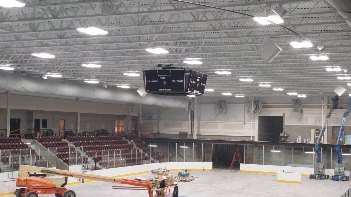 bigdaddyolson's tweet photo. #MaysaExpansion more milestones today #CenterhungScoreboard #MACF room glass sliders #New Zamboni @maysaarena @MinotParks @Stonewall30 https://t.co/ahPy61SDOi