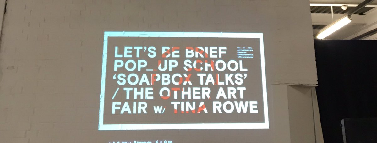 TheOtherArtFair's tweet photo. Let's Be Brief Soapbox with Tina Rowe starting at 6.30 #letsbebrief #soapbox #TinaRowe https://t.co/rPg8WmY9Mg