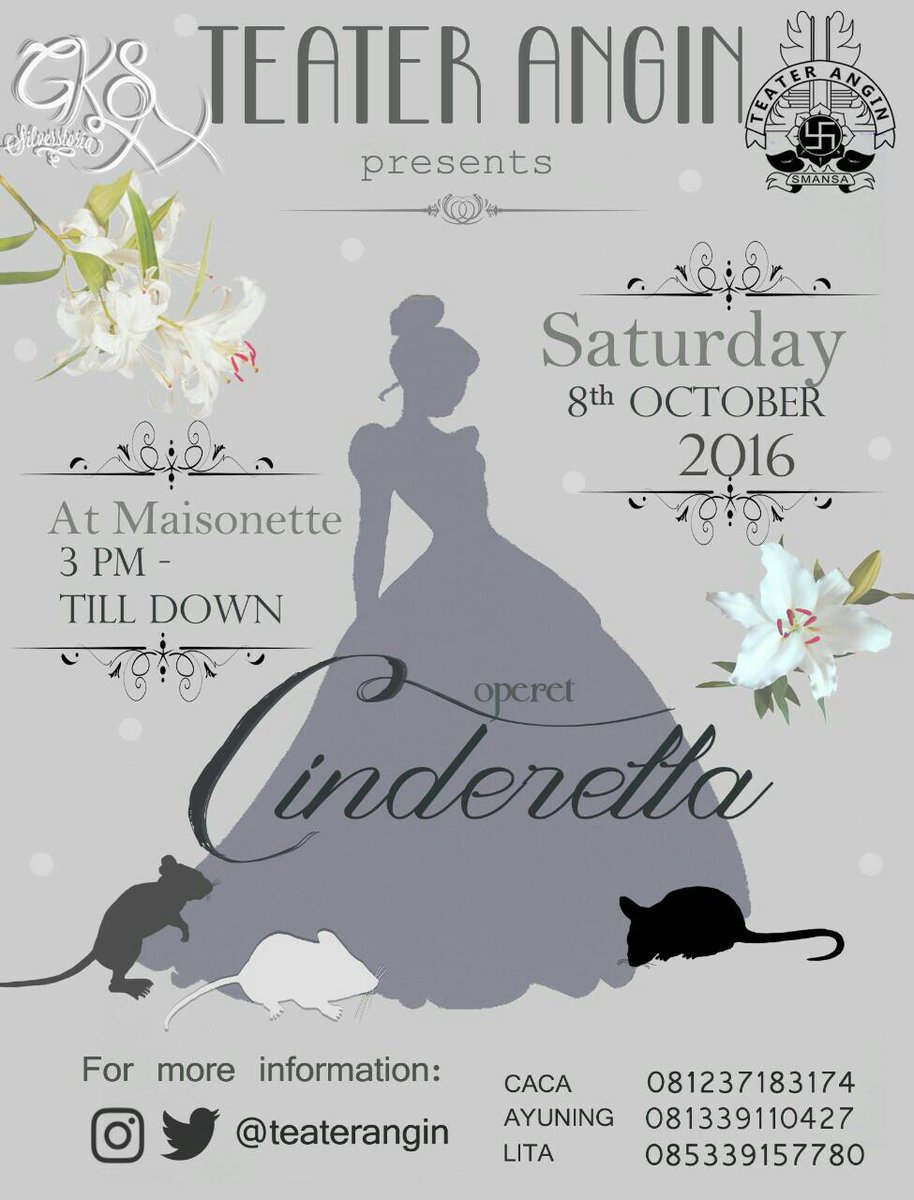 Saksikan Operet "Cinderella" hanya di GKS XX. Sabtu, 8 Oktober 2016. Pukul 15.00-selesai. Di Maisonette area, Sanur~