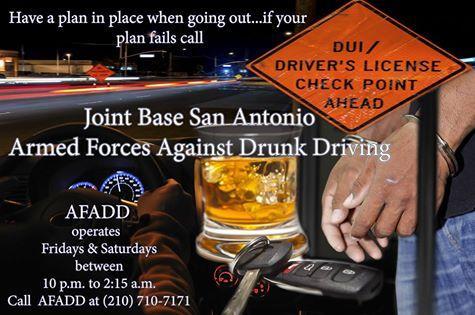 If your ride home falls though, Call AFADD Fri - Sat from 10 p.m. - 2:15 a.m. at 210-710-7171. #noDUIs #arrivealive