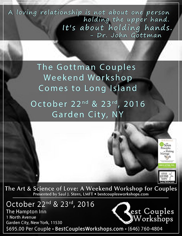 coupleworkshops's tweet photo. The #Gottman Couples Weekend Workshop comes to Long Island October 22 &amp; 23! https://t.co/URAplFLpPn https://t.co/e9sZmjA3yU