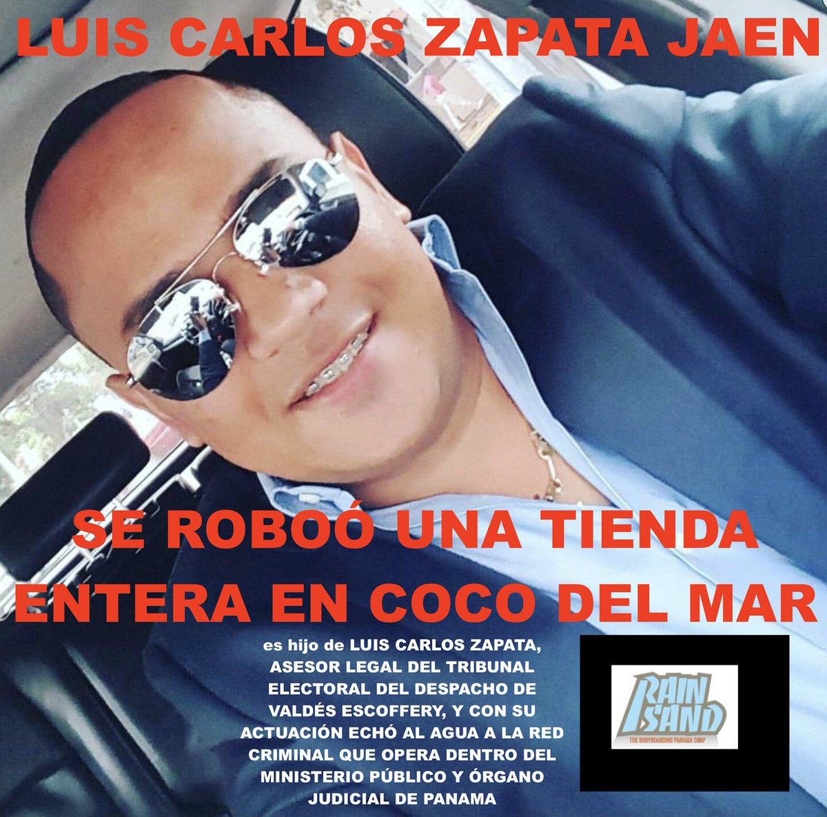 CIRCUITOPROBB's tweet photo. Penal #AutorMaterial del Robo a @rainsandshop, su padre LuisCarlosZapata es asesor legal Eduardo Valdés Escoffery #conoceatumaleante https://t.co/pk3x4YgvWo