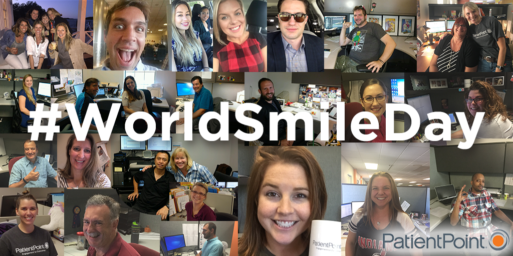 patientpoint's tweet photo. Smile and the world smiles with you. Happy #WorldSmileDay from all of us at PatientPoint. https://t.co/uRI7rd1ghj