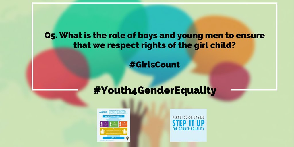 UNWOMEN4Youth's tweet photo. Here is Q5 @SayftyCom @TheRedElephnt @NextGenMen @ravikarkara #Youth4GenderEquality #girlscount https://t.co/D9JGxJwK1M