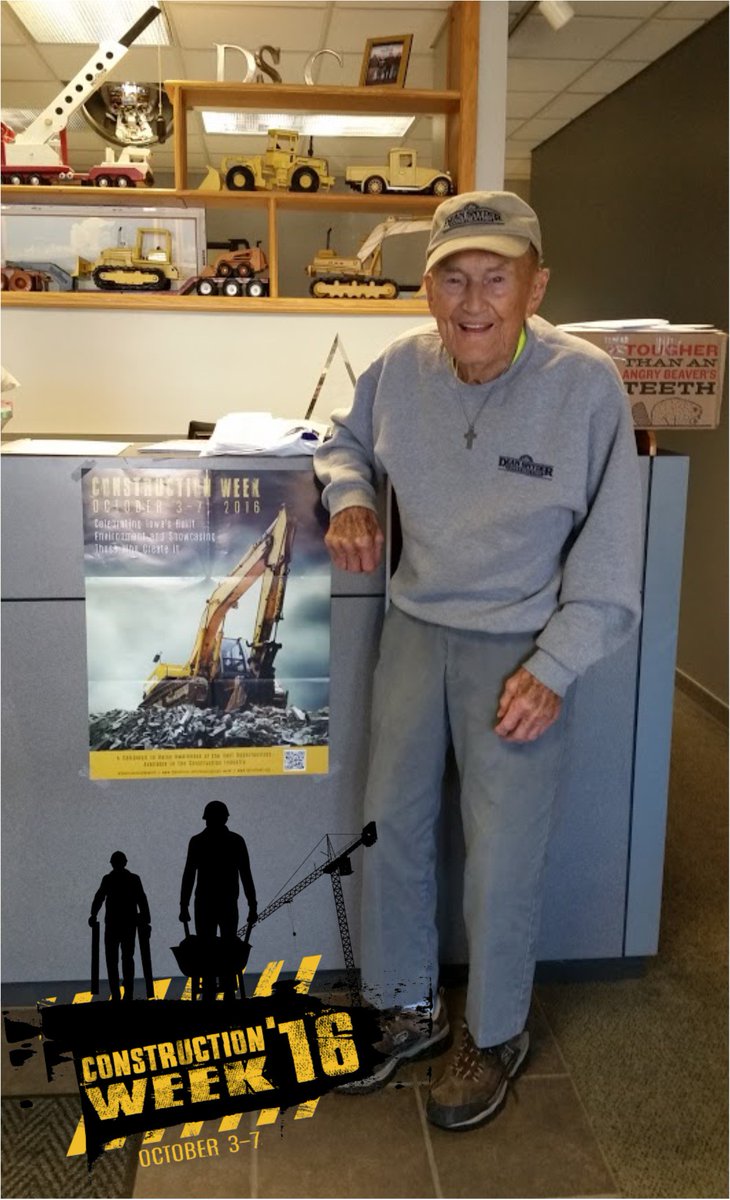 DeanSnyderConst's tweet photo. We are wrapping up #ConstructionWeek16 with a feature on Dean himself! He started DSC in 1958 & now enjoys bringing donuts to the office. https://t.co/HNGHQ97NNQ