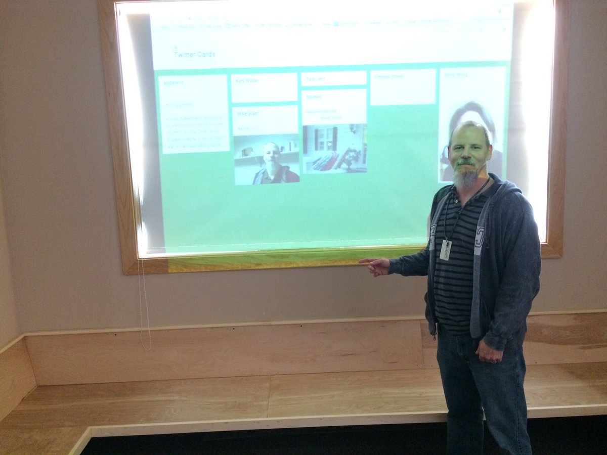 mikegPLN's tweet photo. More twitter training @ApplewildSchool with shy teachers. Even incorporated a @padlet . #awtech https://t.co/4TQeYhdWvt