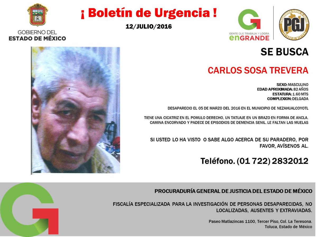 ElInformanteMX's tweet photo. Desaparece otra persona en #EdoMex, tal vez y gracias podamos localizarlo. COMPARTE. Carlos Sota Trevera de 82 años de edad. https://t.co/hdsmySXQIw