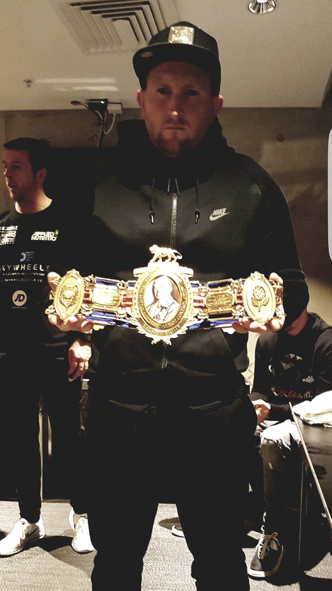 QuinnMoncler's tweet photo. This belt stays with @ScottyCardle and in the #GallaghersGym #welldonescott #stillthechampion #ownsitoutright https://t.co/NHxKrvOrPO